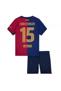 Fotbalové Dres Barcelona Andreas Christensen #15 Dětské Domácí Oblečení 2024-25 Krátký Rukáv (+ trenýrky)